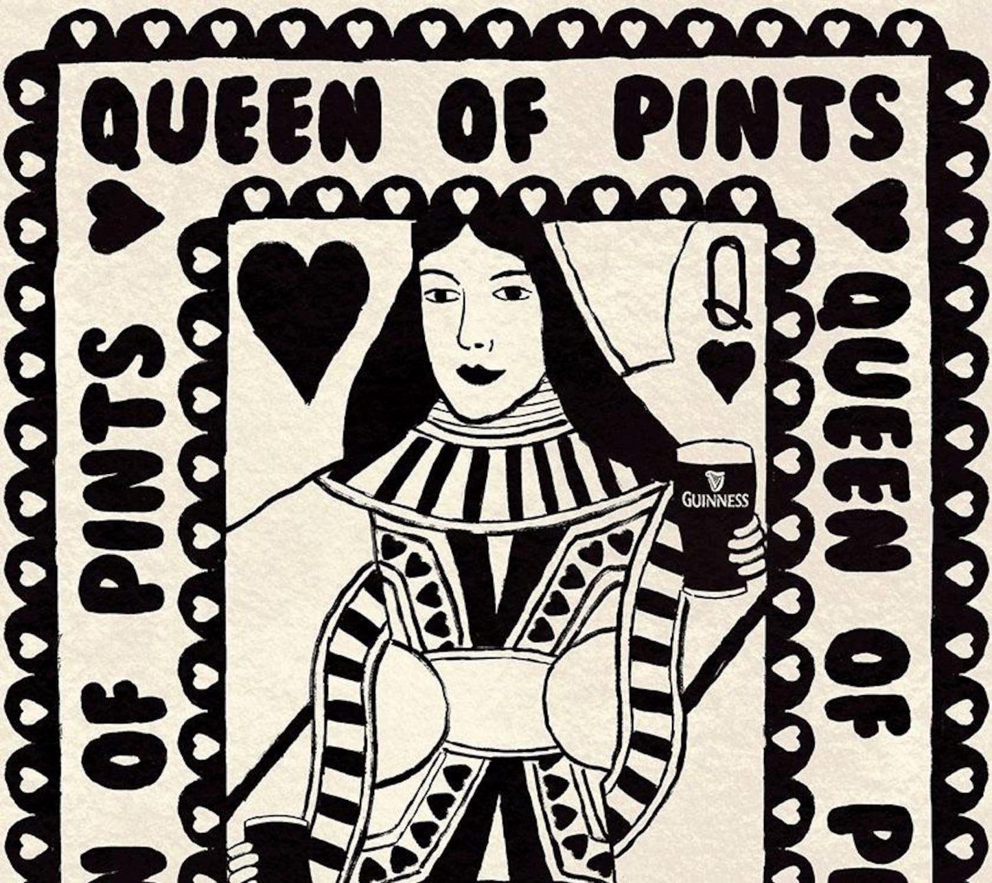 Guinness Queen Of Pints Playing Card Print close up detail | Mauds Studio
