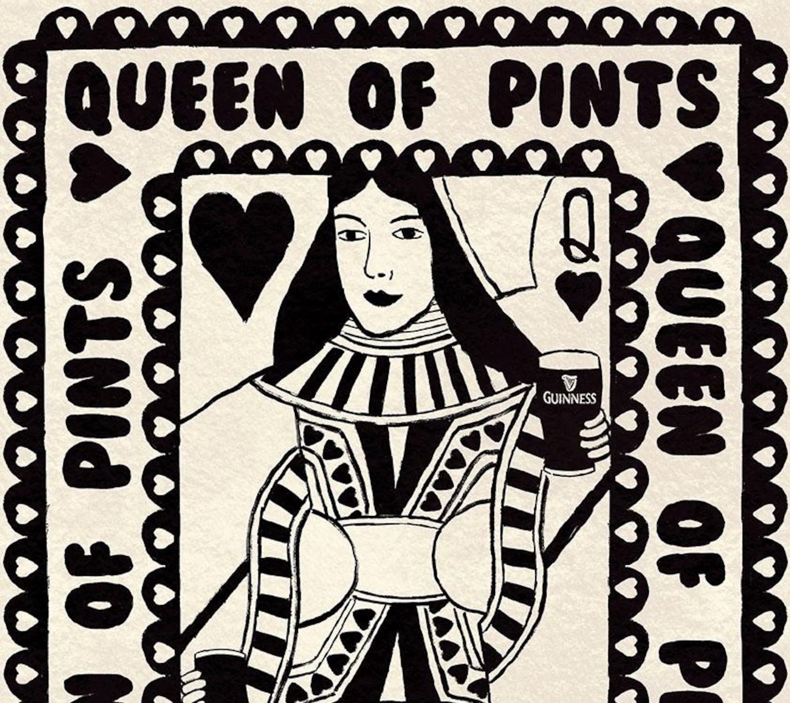 Guinness Queen Of Pints Playing Card Print close up detail | Mauds Studio