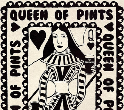 Guinness Queen Of Pints Playing Card Print close up detail | Mauds Studio