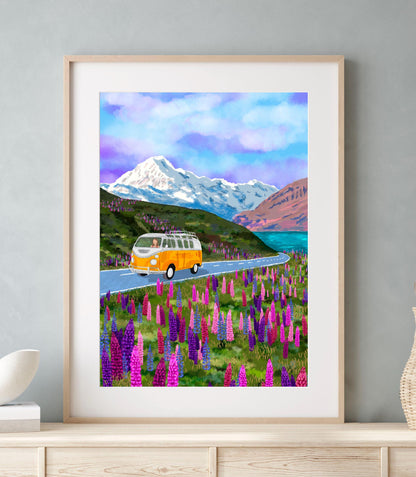 New Zealand - Mount Cook & Lake Pukaki Print | Mauds Studio