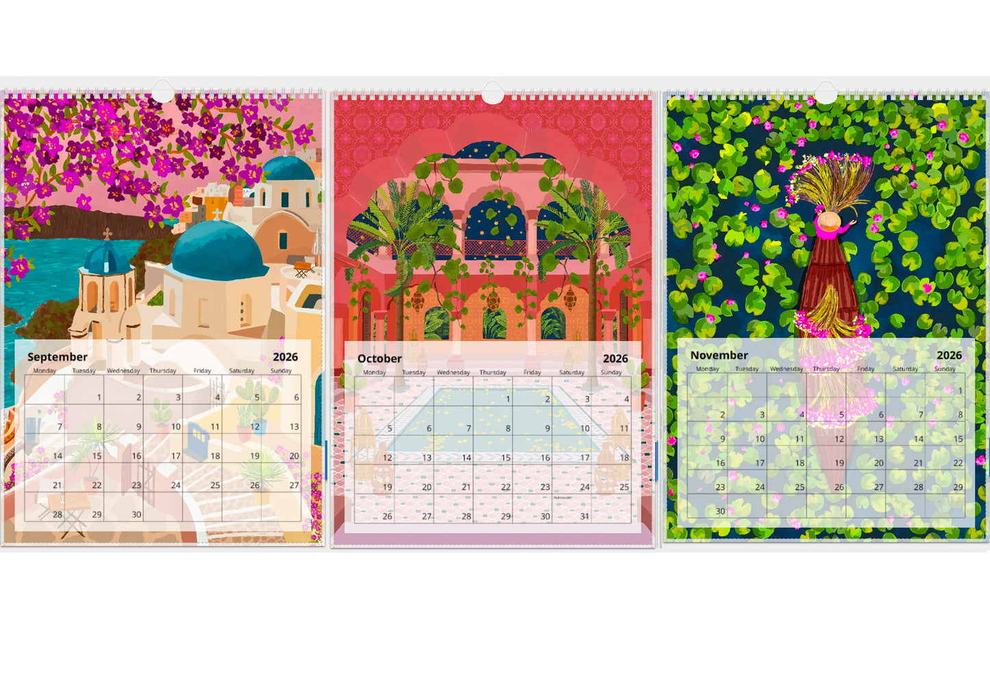A3 2026 Travel Destinations Calendar | A3 Wall Calendar product photo 5 | Mauds Studio