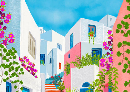 Santorini Streets Art Print alternative view | Mauds Studio