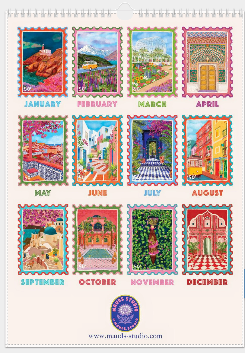 A3 2026 Travel Destinations Calendar | A3 Wall Calendar | Mauds Studio