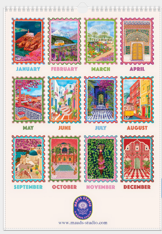 A3 2026 Travel Destinations Calendar | A3 Wall Calendar | Mauds Studio