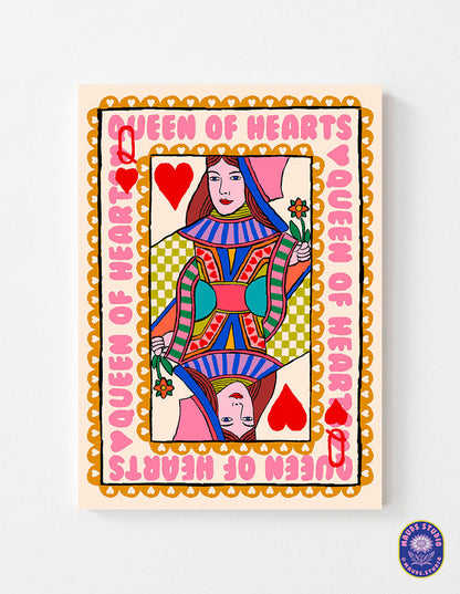 Queen Of Hearts Playing Card Print shown in a room setting | Mauds Studio