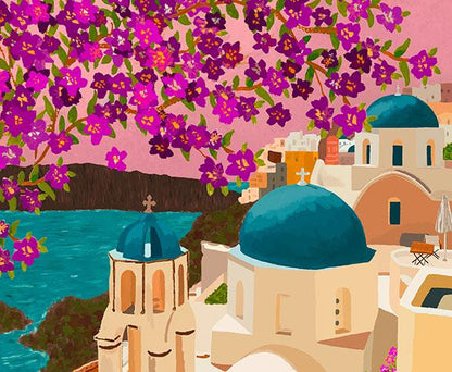 Santorini, Greece Sunset Print close up detail | Mauds Studio