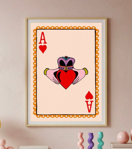 Claddagh Ace of Hearts Irish Wall Art | Mauds Studio
