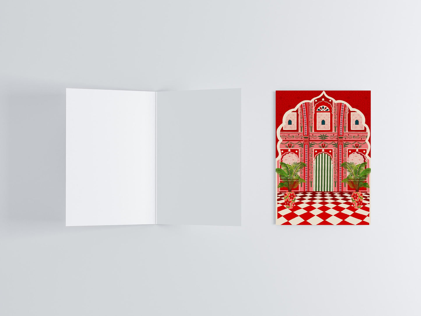 Red Villa Palladio Jaipur, India Greeting Card flat lay photo | Mauds Studio
