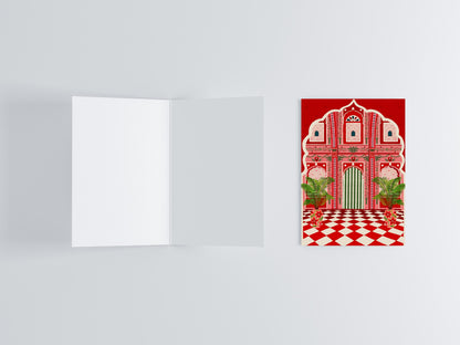 Red Villa Palladio Jaipur, India Greeting Card flat lay photo | Mauds Studio