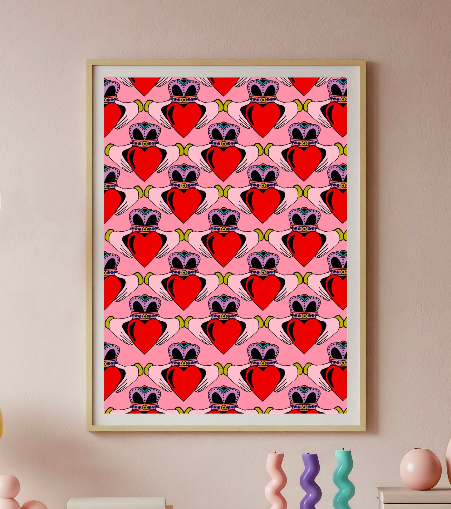 Pink Claddagh Irish Love | Wall Art Print | Mauds Studio