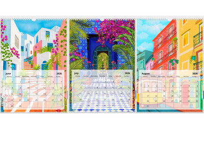 A3 2026 Travel Destinations Calendar | A3 Wall Calendar alternative view | Mauds Studio