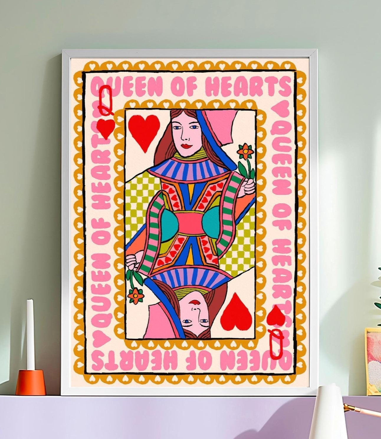 Queen Of Hearts Playing Card Print | Mauds Studio