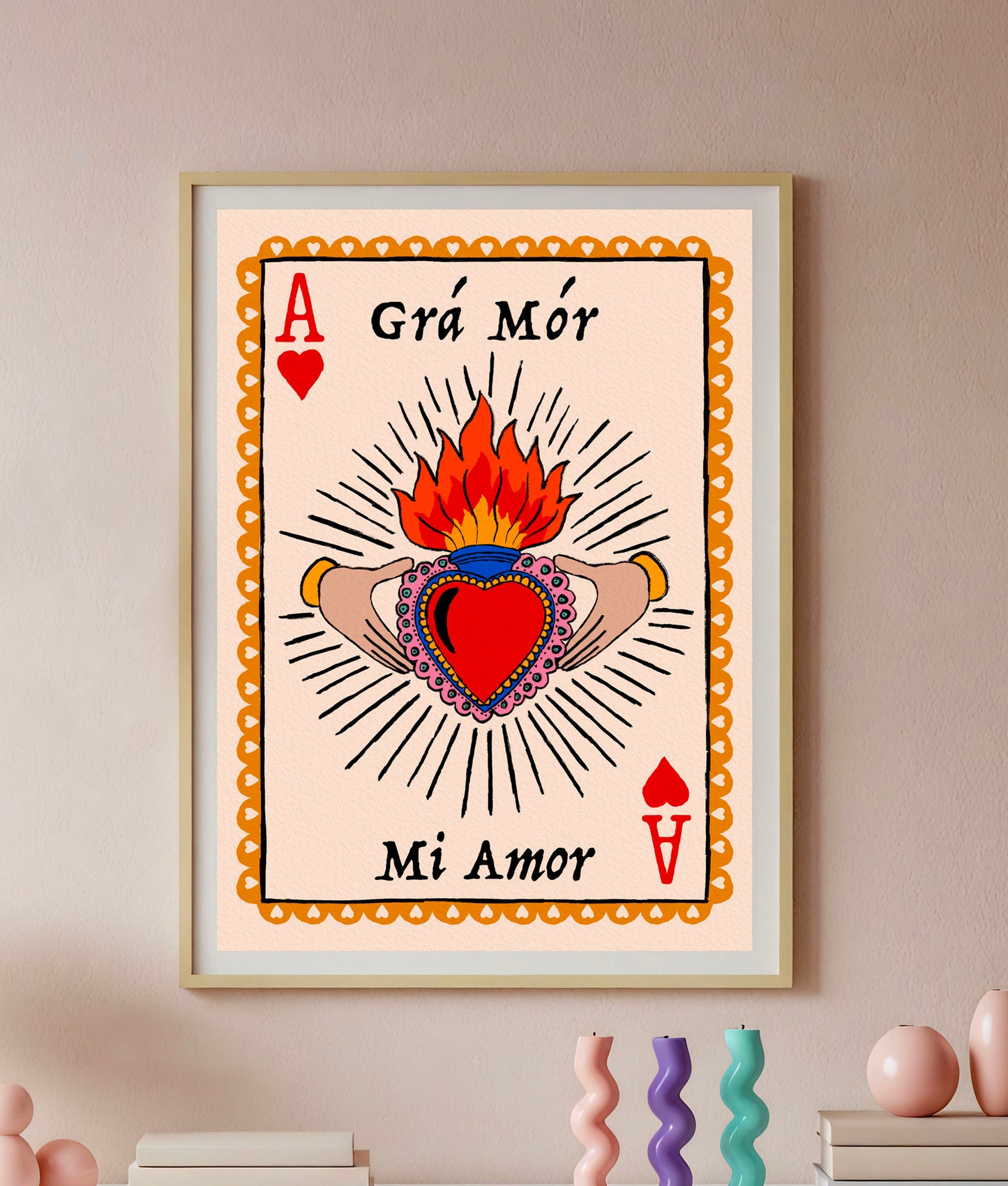 Grá Mór - Mi Amor | Claddagh & Sacred Heart Wall Art Print | Mauds Studio