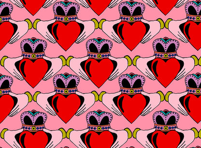 Pink Claddagh Irish Love | Wall Art Print close up detail | Mauds Studio