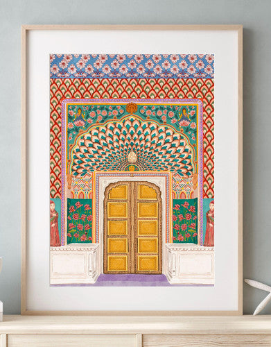 Lotus Gate, Jaipur Palace Print shown in a room setting | Mauds Studio