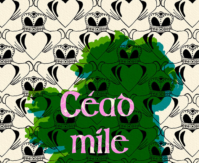 Céad Míle Fáilte | Claddagh Art Print close up detail | Mauds Studio