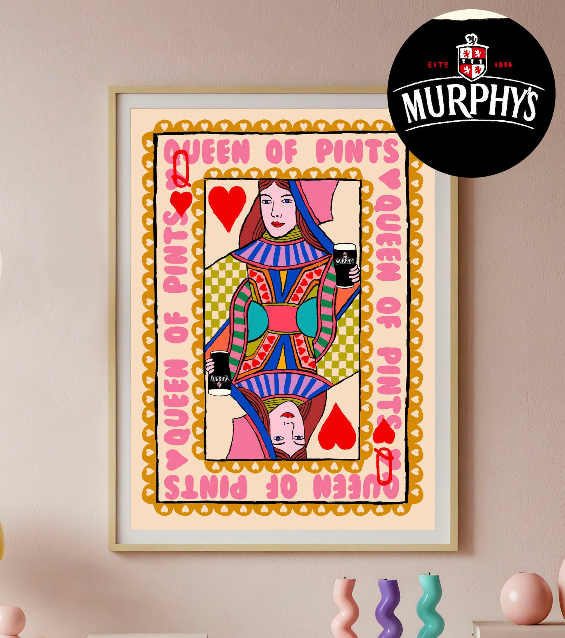 Murphy's Queen of Pints | Irish Playing Card Wall Art Print | Mauds Studio