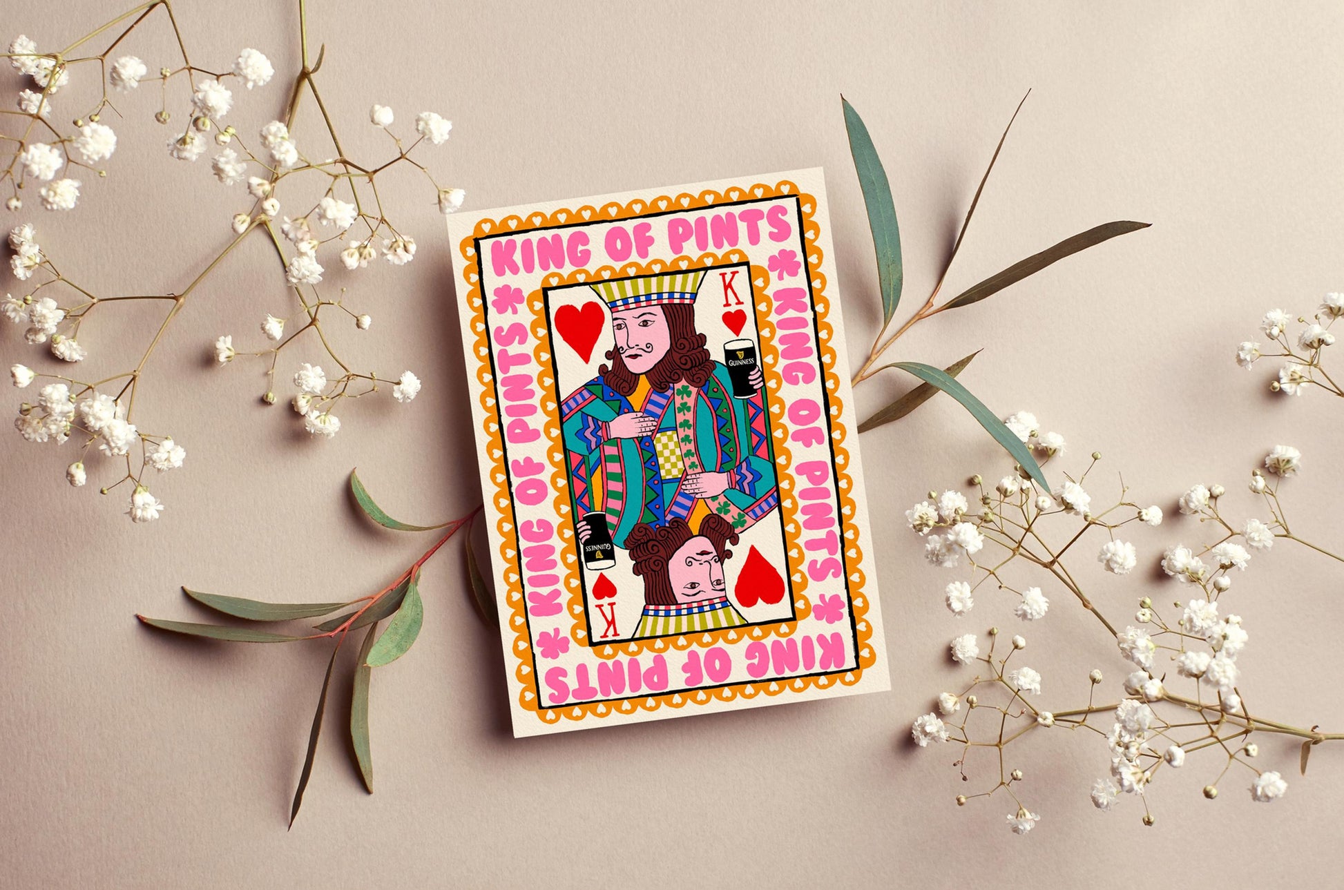 King Of Pints Playing Card Greeting Card | Mauds Studio