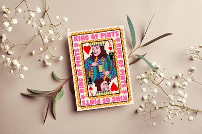 King Of Pints Playing Card Greeting Card | Mauds Studio