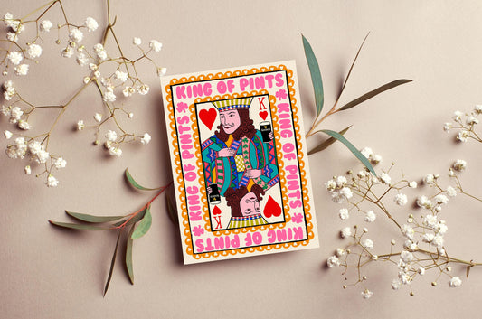King Of Pints Playing Card Greeting Card | Mauds Studio