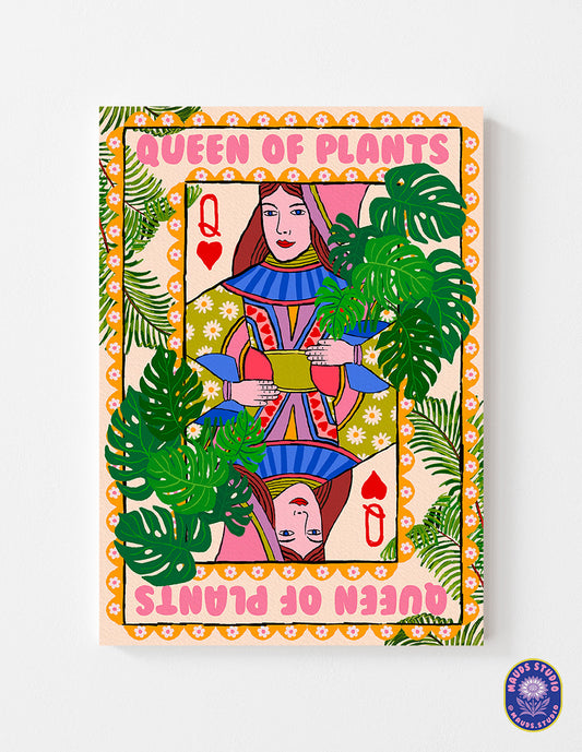 Queen Of Plants Playing Card Print shown in a room setting | Mauds Studio