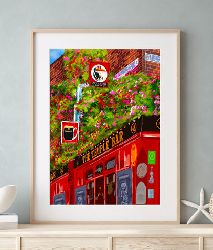 Temple Bar Dublin | Guinness Signs | Floral Wall Art Print | Mauds Studio
