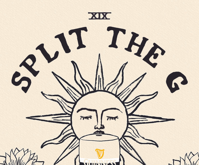 Split The G - Guinness Tarot Card Print close up detail | Mauds Studio