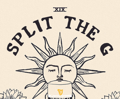 Split The G - Guinness Tarot Card Print close up detail | Mauds Studio