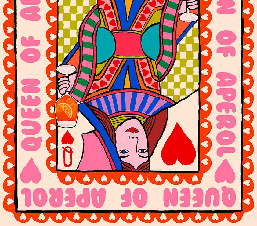 Queen Of Aperol Playing Card Art Print alternative view | Mauds Studio