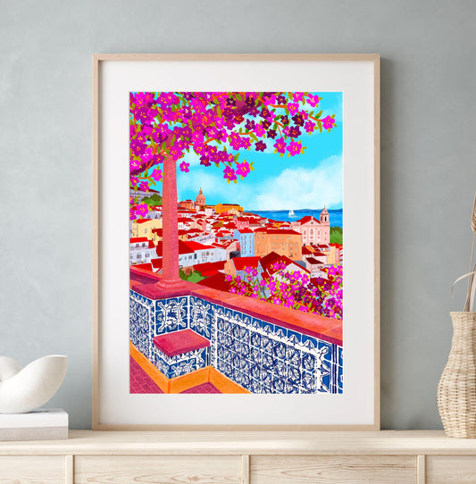 Lisbon Viewpoint Illustration – Portugal Wall Art | Mauds Studio