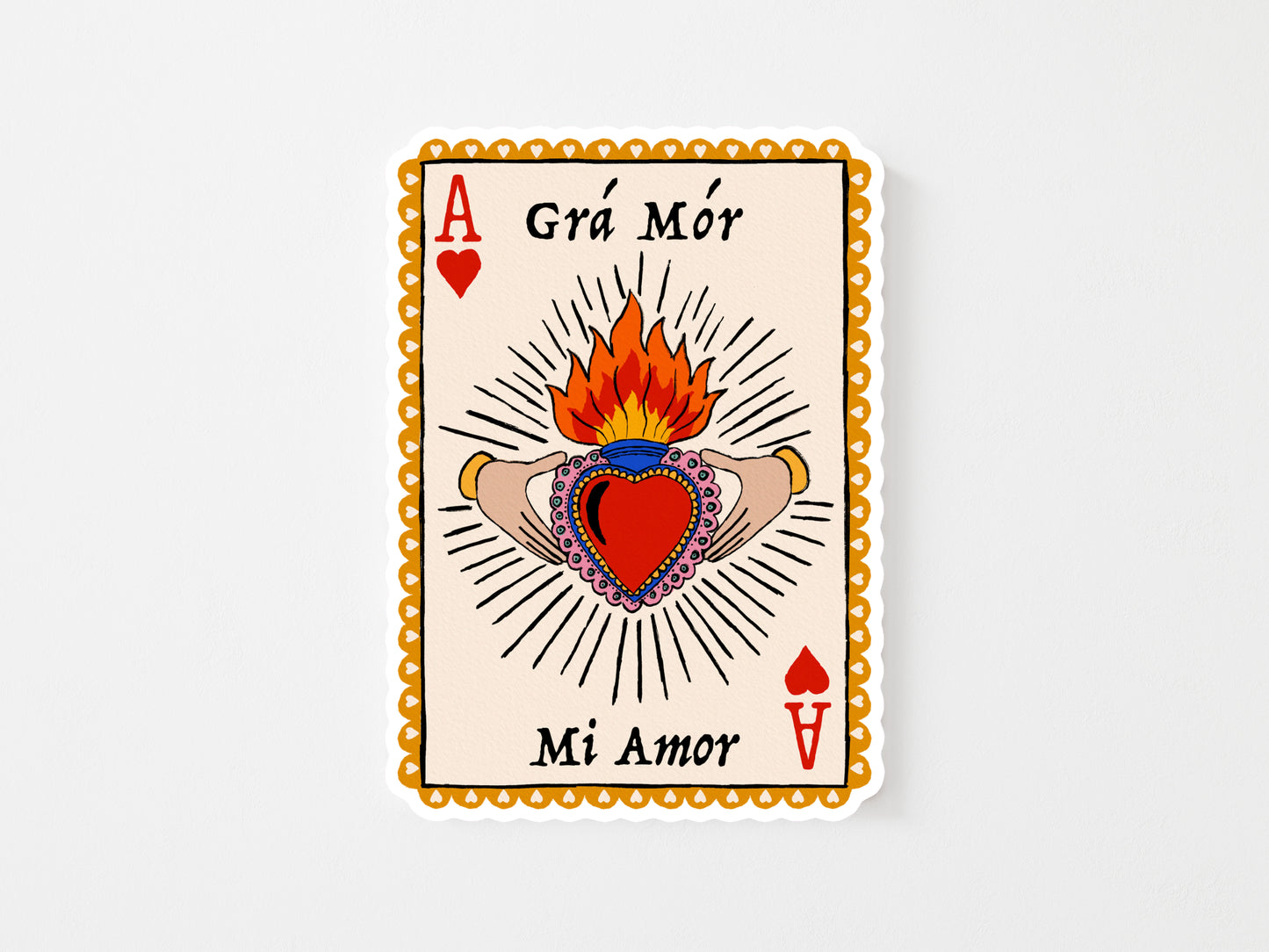 Grá Mór Claddagh Sacred Heart Vinyl Sticker | Mauds Studio