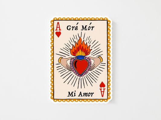 Grá Mór Claddagh Sacred Heart Vinyl Sticker | Mauds Studio