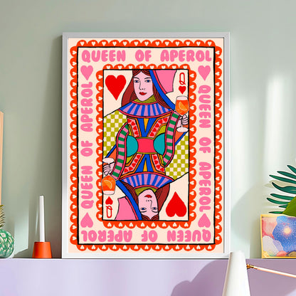 Queen Of Aperol Playing Card Art Print | Mauds Studio