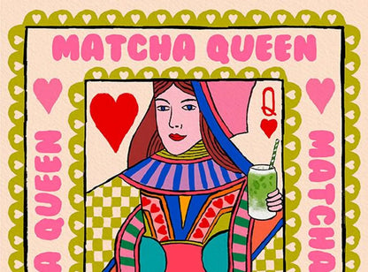Matcha Queen Playing Card Art Print close up detail | Mauds Studio