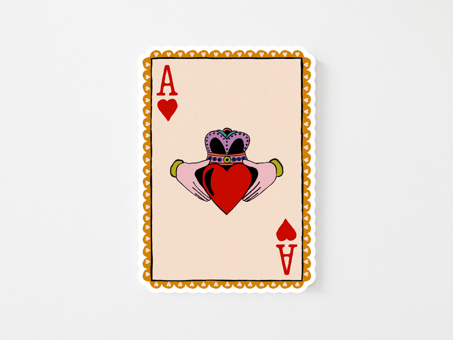 Claddagh Ace of Hearts Glossy Vinyl Sticker | Mauds Studio