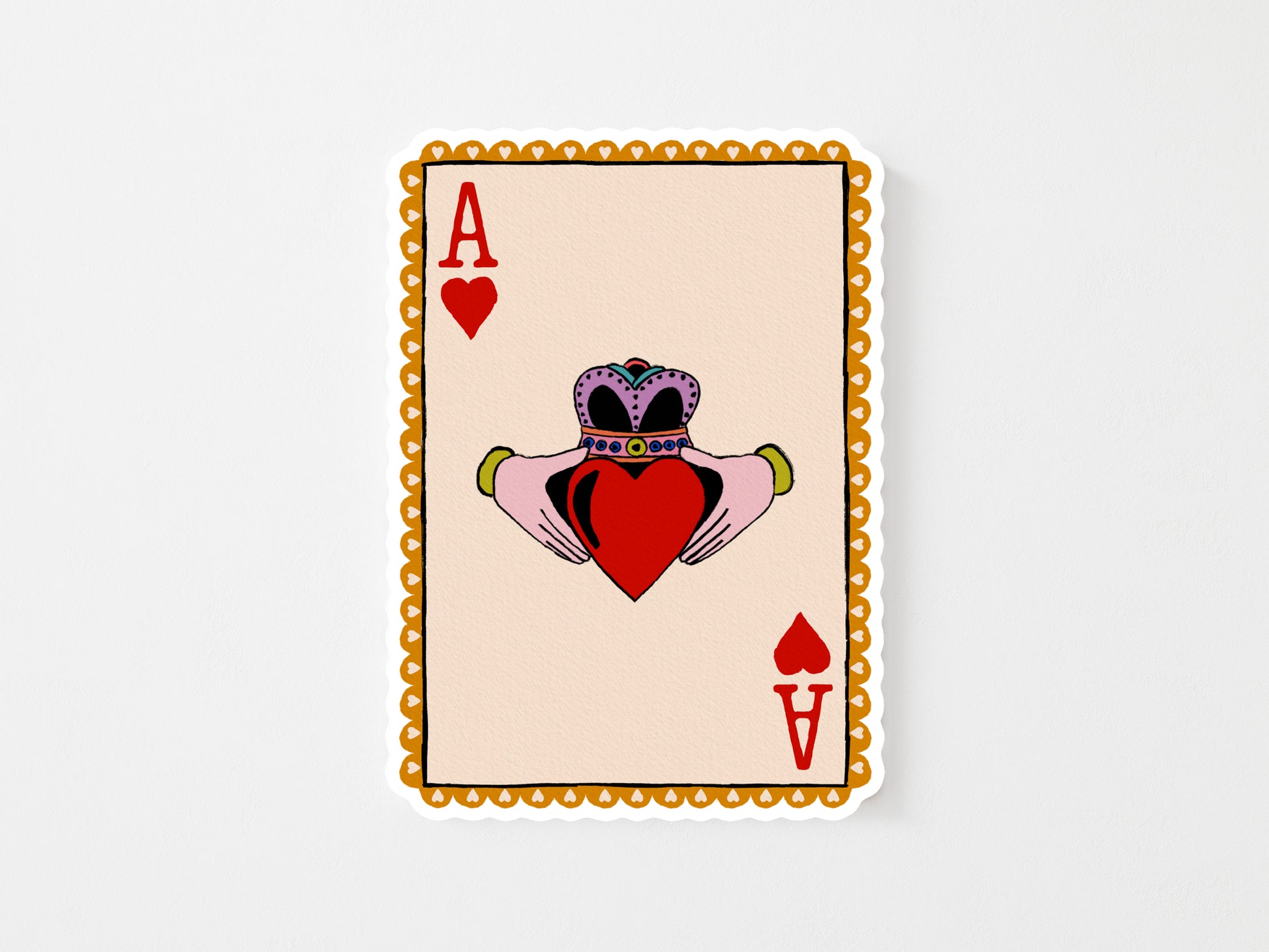Claddagh Ace of Hearts Glossy Vinyl Sticker | Mauds Studio