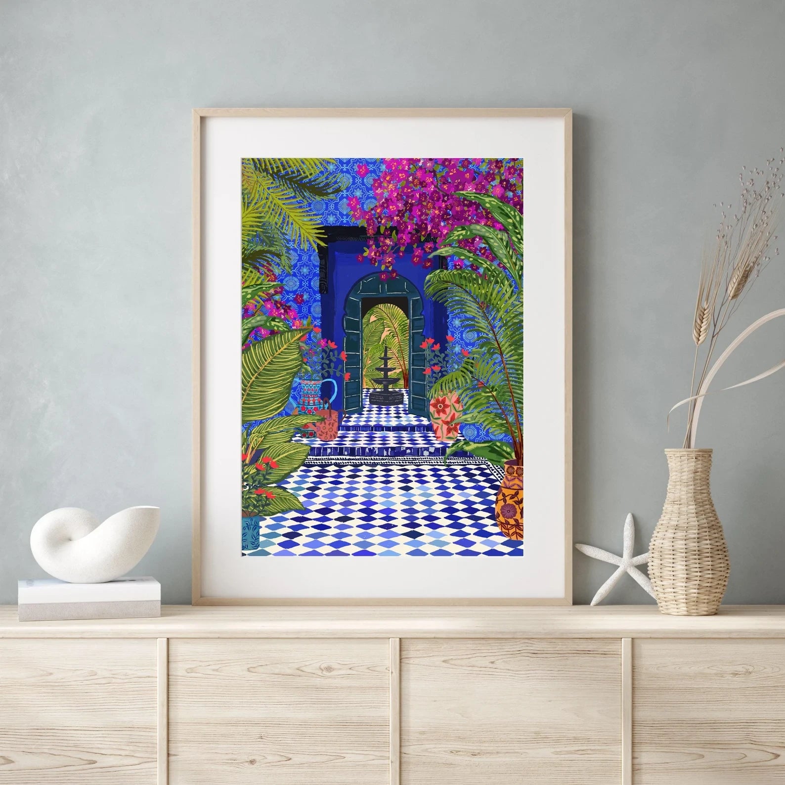 Set of 2 Morocco Travel Prints shown in a room setting | Mauds Studio
