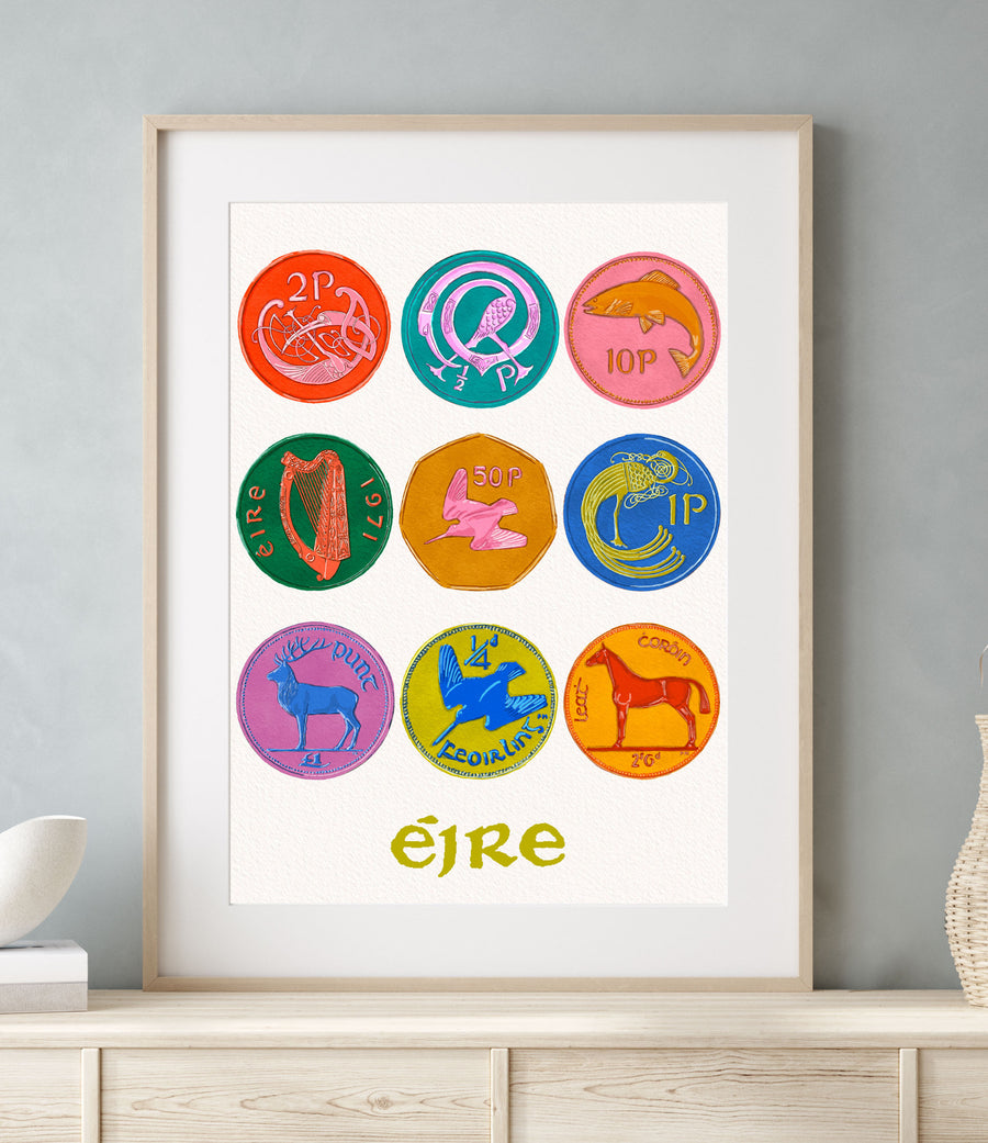 Vintage Irish Coins Wall Art Print | Mauds Studio