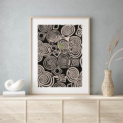 Guinness Monochrome Abstract Art Print | Celtic Tri-Spiral Print alternative view | Mauds Studio