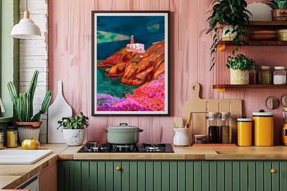 Set of 2 - Howth Lighthouse & Baltimore Beacon Prints shown in a room setting | Mauds Studio