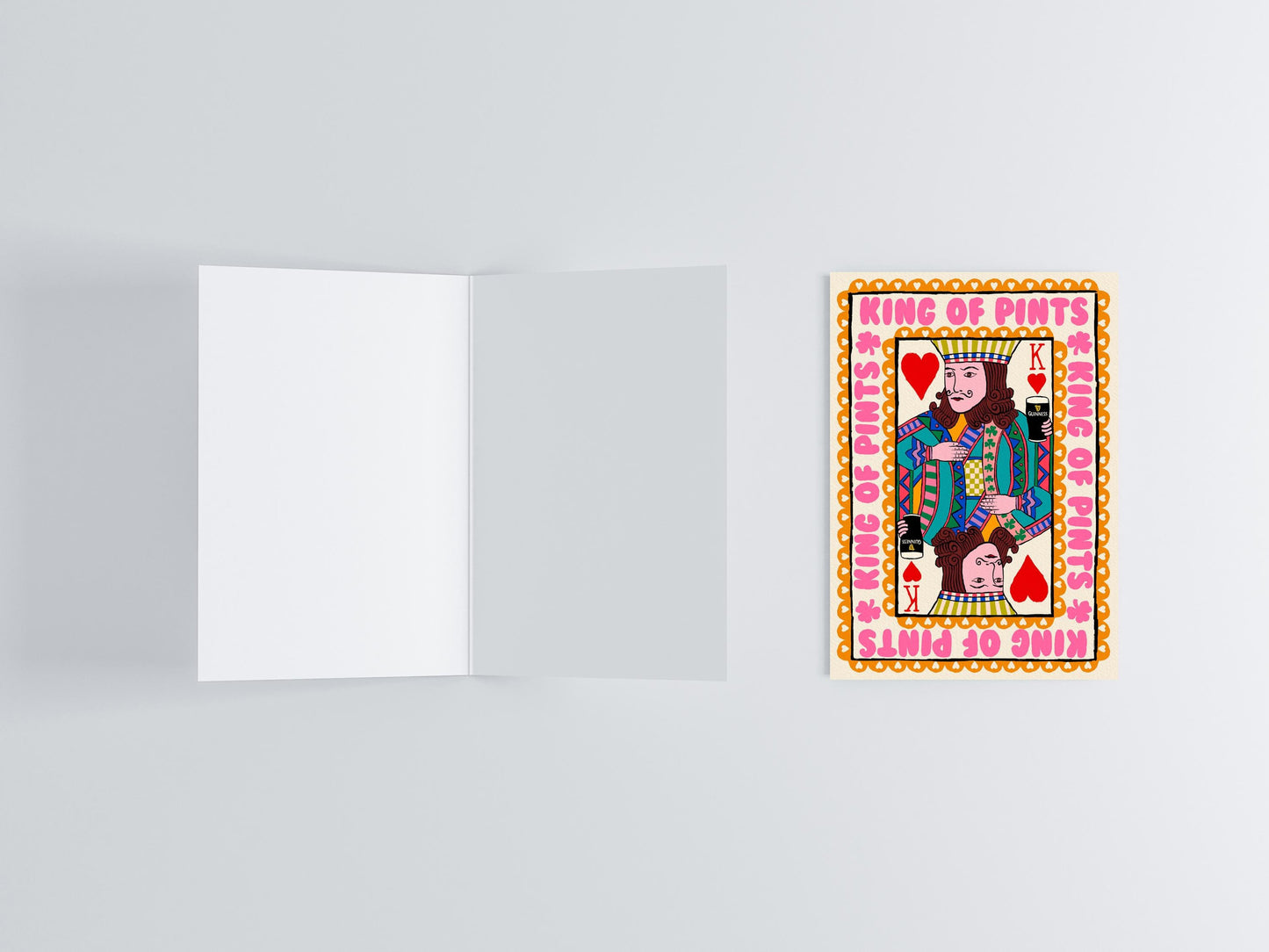 King Of Pints Playing Card Greeting Card flat lay photo | Mauds Studio