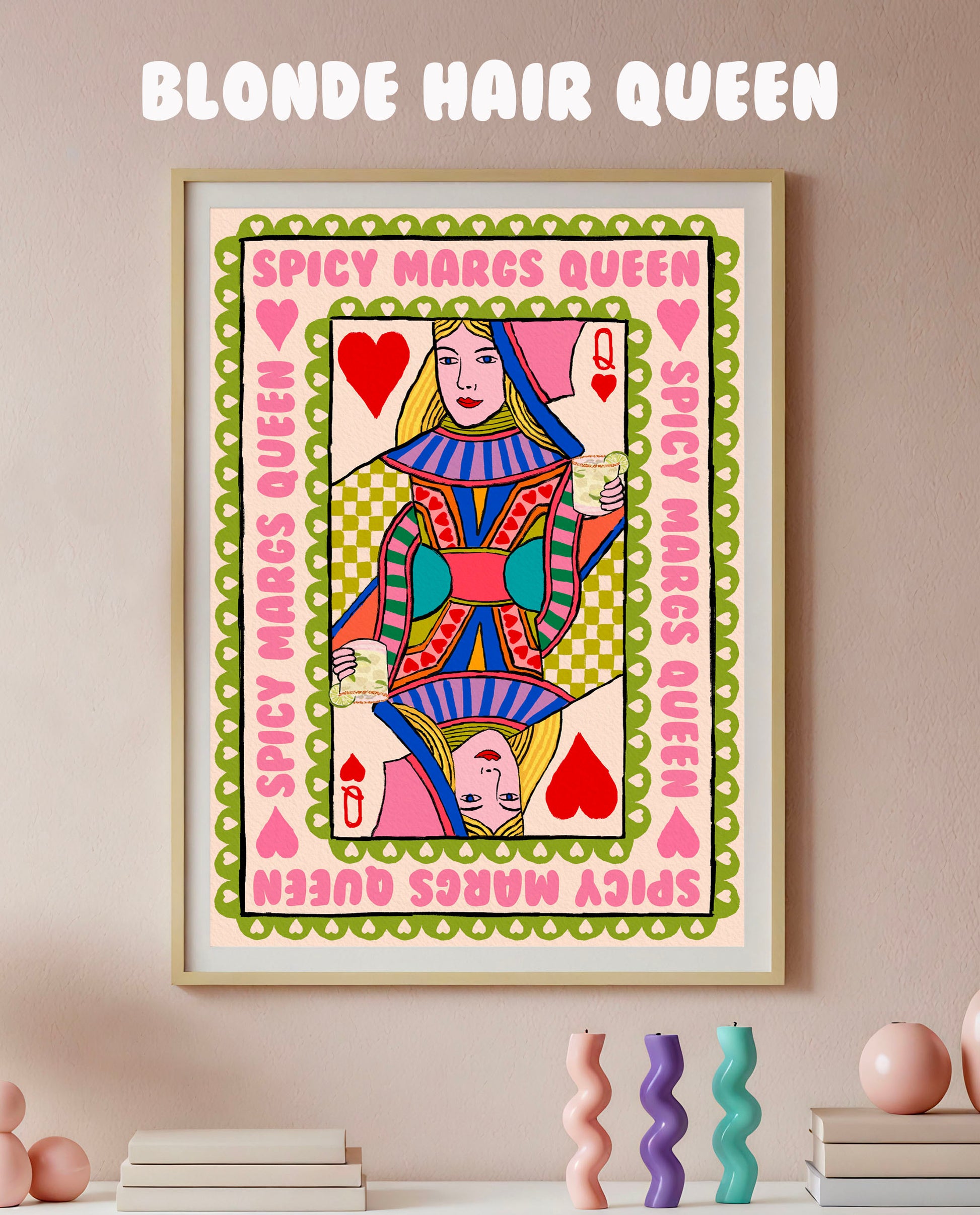 Spicy Margs Queen Playing Card Print close up detail | Mauds Studio