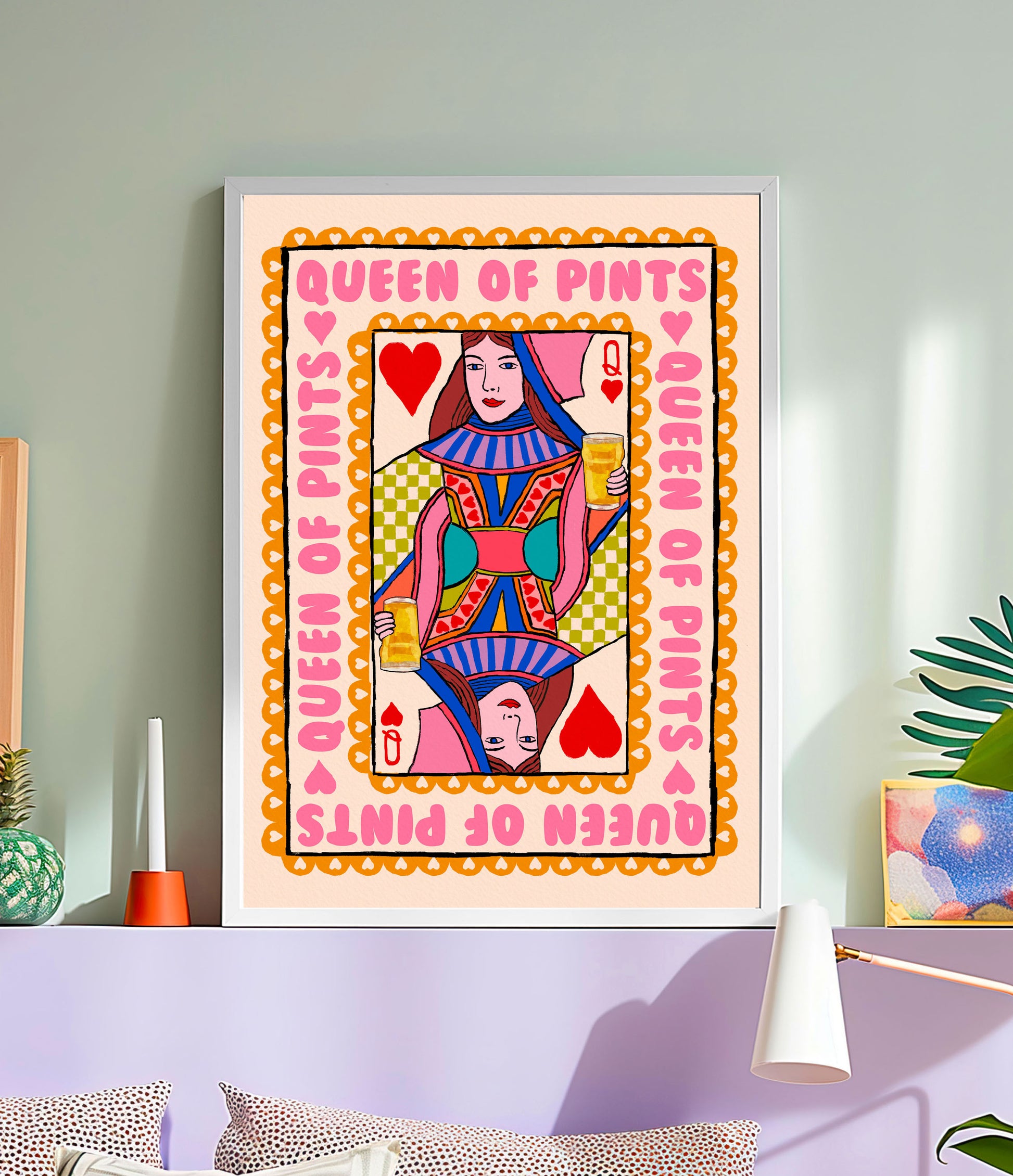 Cider Queen of Pints Print: Drinks Wall Art shown in a room setting | Mauds Studio