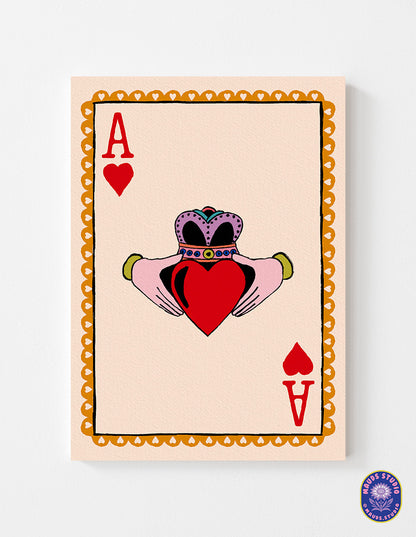 Claddagh Ace of Hearts Irish Wall Art shown in a room setting | Mauds Studio