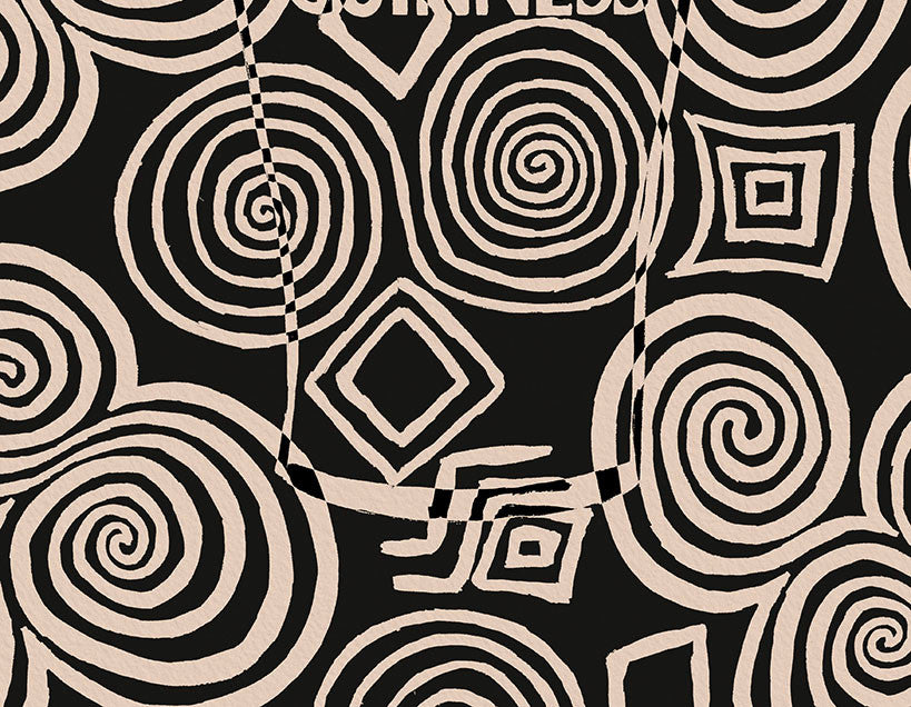 Guinness Monochrome Abstract Art Print | Celtic Tri-Spiral Print close up detail | Mauds Studio