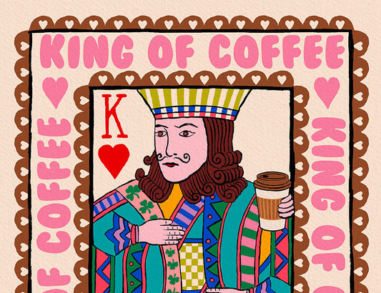King of Coffee Playing Card | Wall Art Print shown in a room setting | Mauds Studio