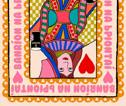 Queen of Pints (As Gaeilge) Irish Playing Card | Wall Art Print alternative view | Mauds Studio
