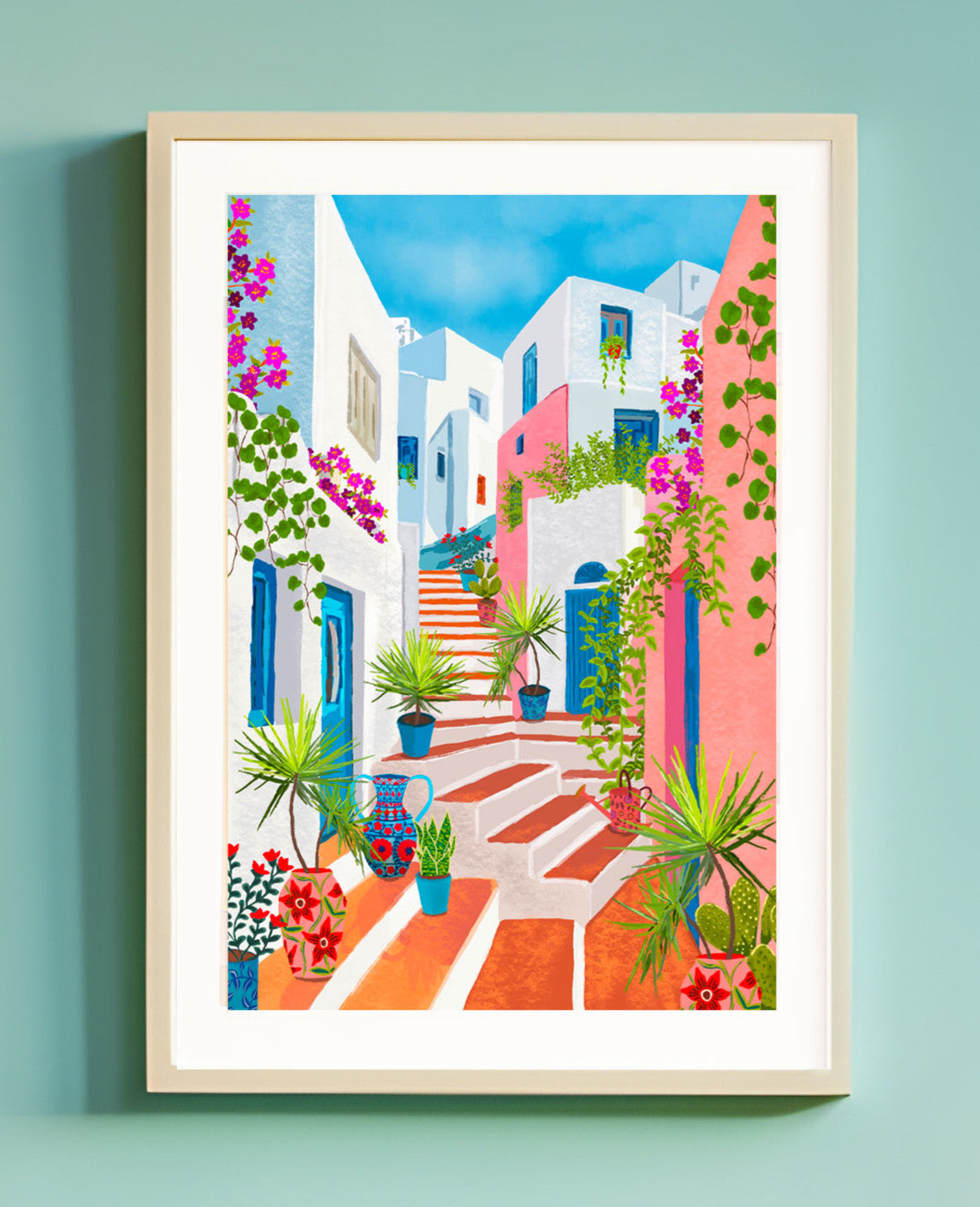 Santorini Streets Art Print | Mauds Studio