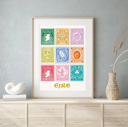 Set of 2 Irish Prints | Irish Stamps | Irish Coins close up detail | Mauds Studio