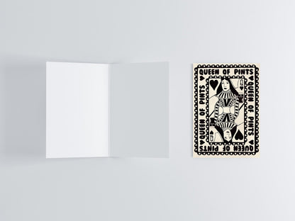Black & White Queen Of Pints Greeting Card flat lay photo | Mauds Studio